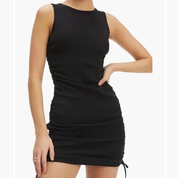NWT Good American Black Ruched Tank Mini Dress - Size: 4 (Extra Large) - Picture 9 of 10